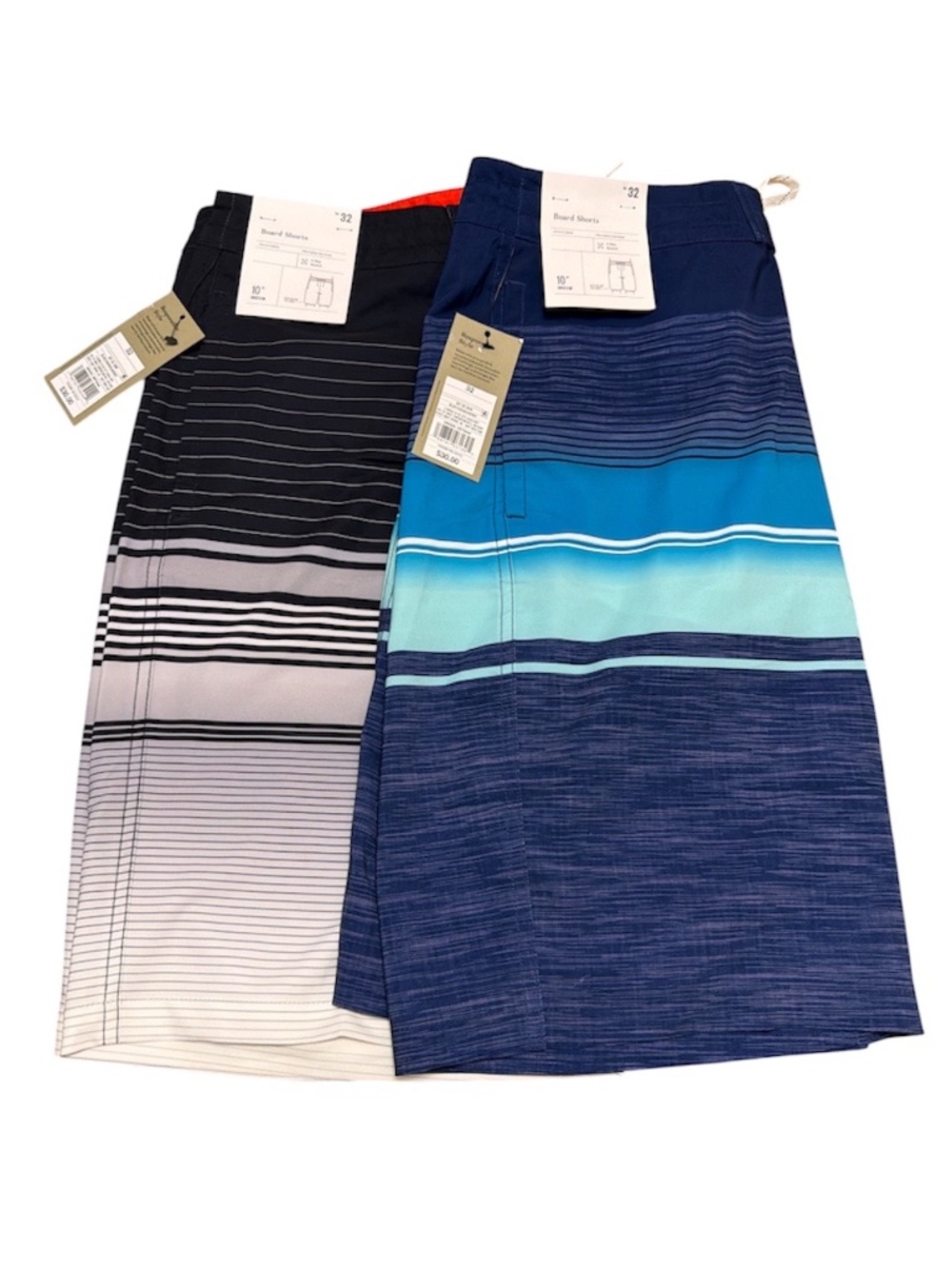Bundle 2 Goodfellow Board Shorts Mens 32 Striped Swim Trunks NWT